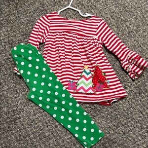 Festive Striped Top and Polka Dot Leggings Set 24 month